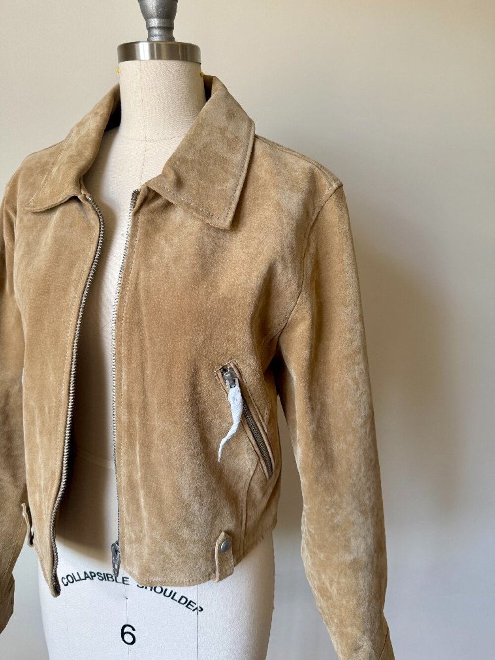 Blank NYC Suede Moto Jacket | Tan Nude Leather Bomber | Size Large | NWT - Picture 4 of 7